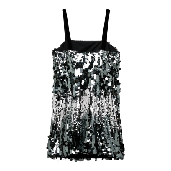NWT ZARA Blogger Favorite Silver Ombre Sequin Sleeveless Mini Dress Medium - Picture 8 of 9